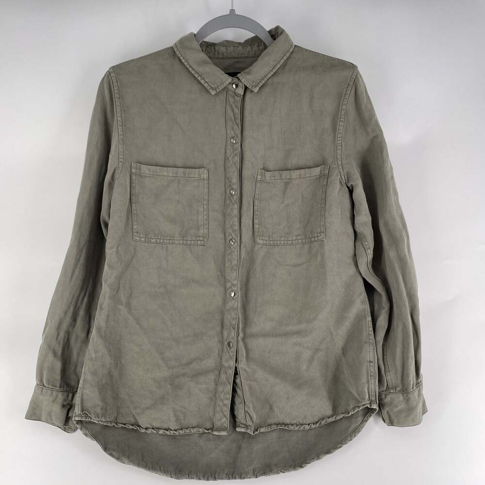Rails Women’s Size XS Long Sleeve Snap Up Linen Blend Collared Pocket Shirt